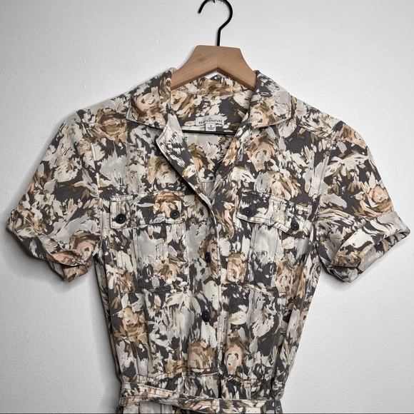 L.L Bean Signature Short Sleeve Floral Utility Waist Tie Dress Size 2 - Picture 2 of 11